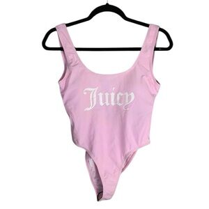 Juicy Couture Light Pink Bodysuit w built in padded bra Swimsuit Sz Medium